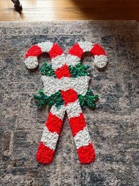 Vintage Melted Plastic Popcorn Christmas Decoration - Candy Canes